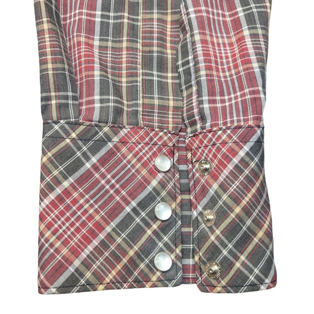 VINTAGE ATB Authentic Western Shirt‎ Plaid Pearl Snap Mens Size 17 34/35 - Picture 8 of 10